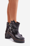Damskie Skórzane Botki Na Zamek Lewski 3435 Czarne