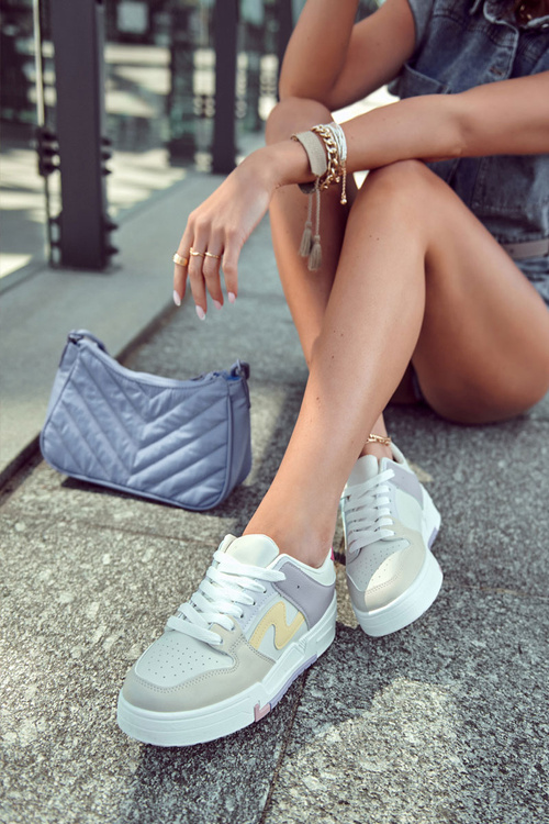 Damskie Skórzane Buty Sportowe Beżowe Francis