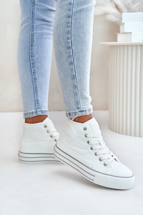 Ocieplane Trampki Damskie Na Platformie OO274A473 Białe