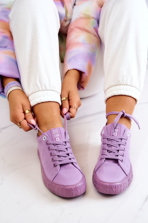 Damskie Niskie Trampki Big Star JJ274416 Fioletowe