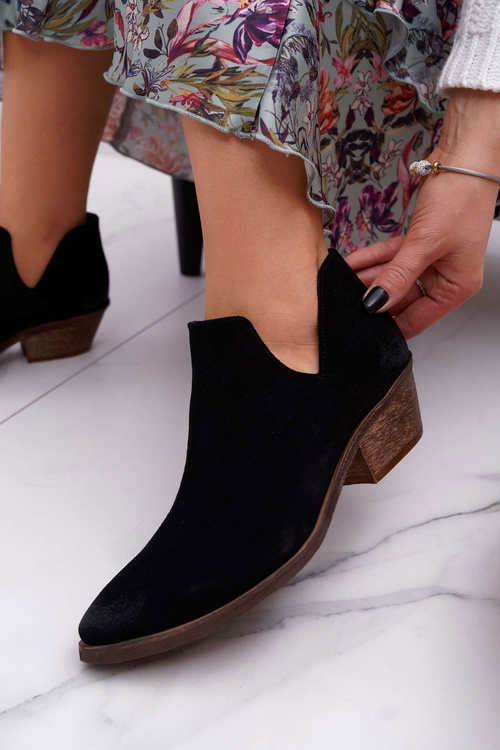 Botki Damskie Czarne Wiosenne Skórzane Anabella