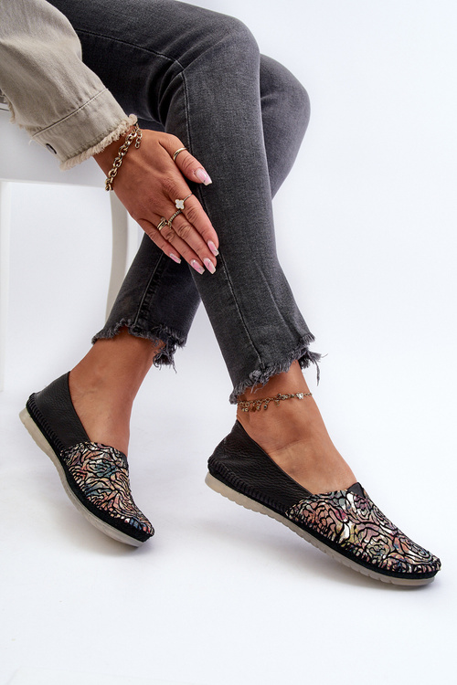 Damskie Skórzane Baleriny Maciejka 1930B-01 Czarne