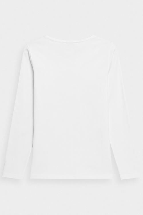 Gładka Koszulka Z Długim Rękawem Longsleeve 4F 4FWMM00TLONF376-10S Biała