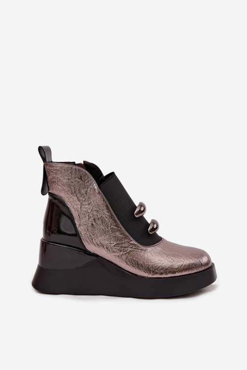 Botki Damskie Na Koturnie D&A MR52-106 Metaliczne