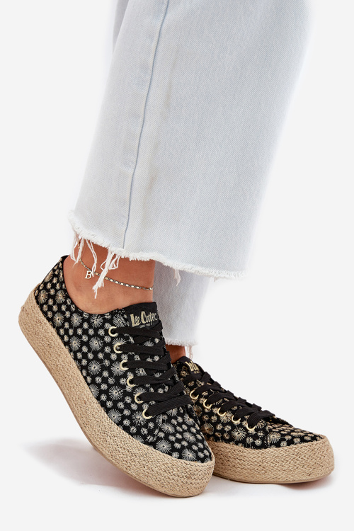 Wzorzyste Trampki Damskie Na Platformie Z Plecionką Lee Cooper LCW-25-08-3647L Czarne