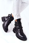 Skórzane Botki Workery Czarne Izzy
