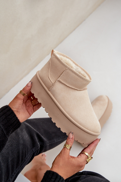 Damskie Śniegowce Na Platformie Jasnobeżowe Ninala