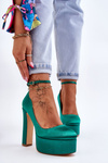 Modne Czółenka Na Wysokim Słupku Zielone Hayden
