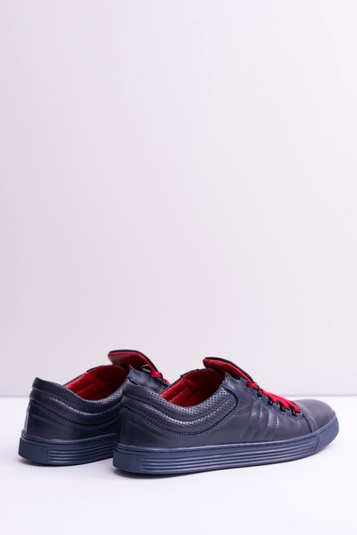 Męskie Skórzane Tenisówki Granatowe Elon