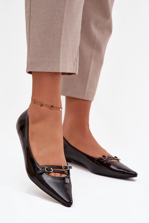 Lakierowane Baleriny Z Paseczkami Czarne Zarelia