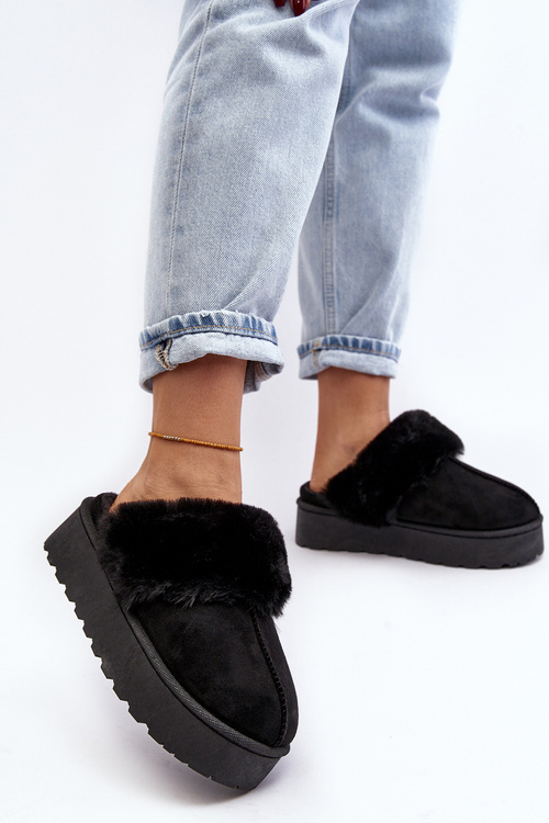 Kapcie Śniegowce Damskie Na Platformie Czarne Phiniopis