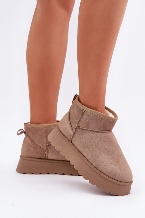 Śniegowce Na Platformie Z Eko Zamszu Ciemnobeżowe Vlivana