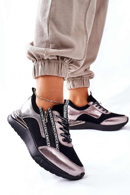 Sportowe Damskie Buty Sneakersy Czarne Aduan