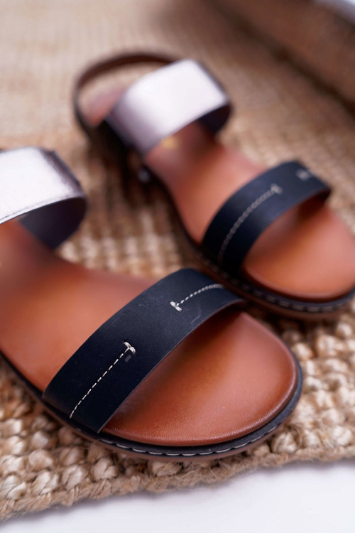 Sandały Damskie Płaskie Sergio Leone SK014 Czarne Agrina