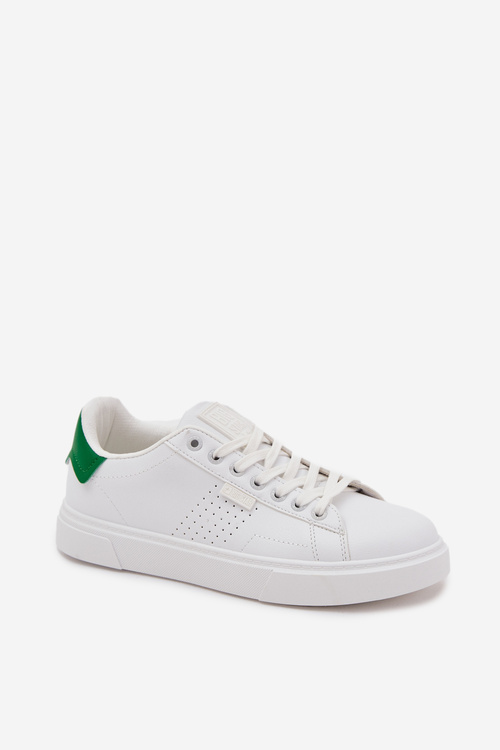 Trampki Sneakersy Męskie Z Eko Skóry Big Star OO174116 Biało-Zielone