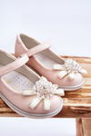 Dziecięce Balerinki Na Rzep Z Ozdobnym Kwiatem Różowe Freya