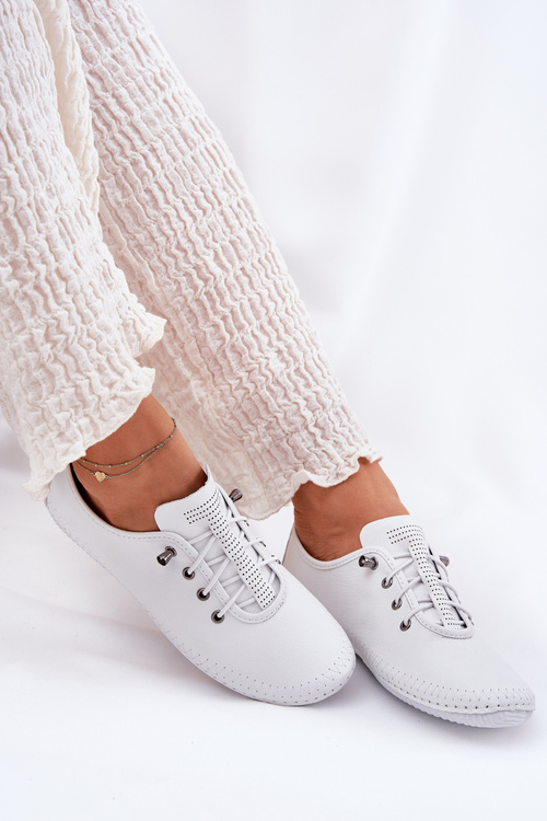 Skórzane Półbuty Damskie Artiker 54C0838 Białe