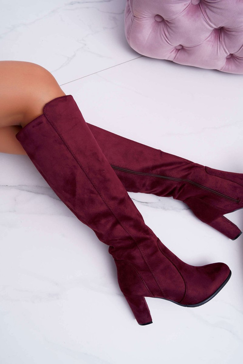 Damskie Kozaki Sergio Leone Zamszowe Bordowe KZ275