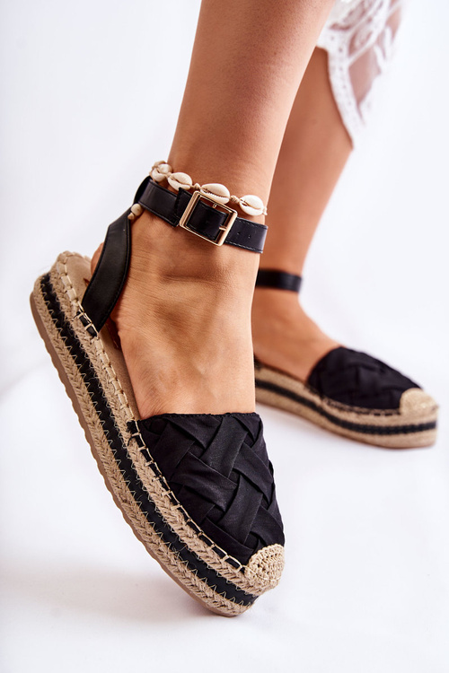 Damskie Espadryle Sandały Na Platformie Czarne Susane