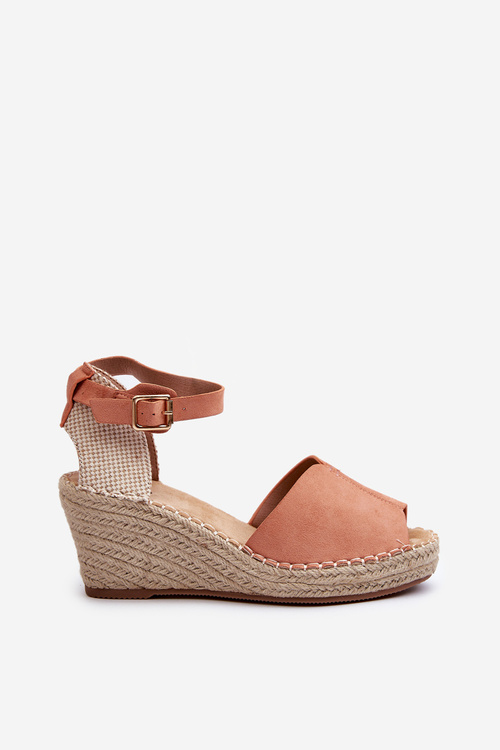 Wygodne Damskie Sandały Na Koturnie Jasnoróżowe Dellia