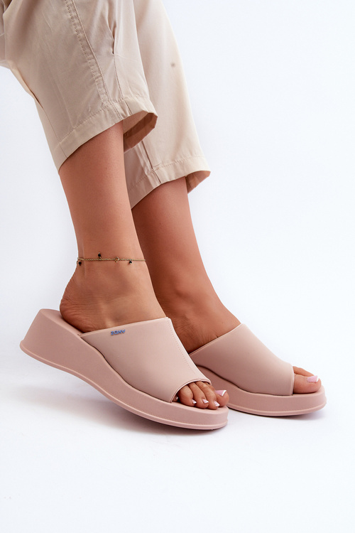 Pachnące Klapki Damskie Na Koturnie ZAXY LL285083 Jasnoróżowe