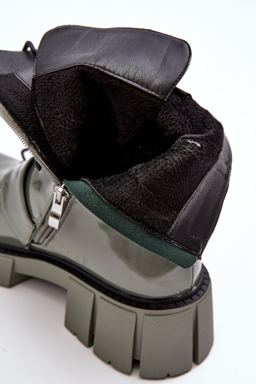 Workery Botki Damskie Lakierowane Zielone S.Barski MR870-61