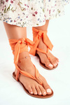 Sandałki Damskie Japonki Wiązane Pomarańczowe Derryl