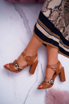 Sandały Damskie Na Słupku Eleganckie Camel Stephani