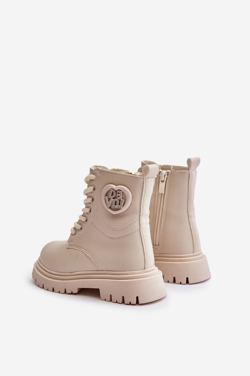 Botki Dziewczęce Ocieplane Futerkiem Na Zamek Beżowe Evaliraea
