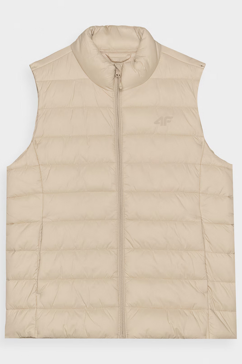Bezrękawnik Damski Puchowy Ze Stójką 4F 4FWAW24TVJAF139-83S Beżowy