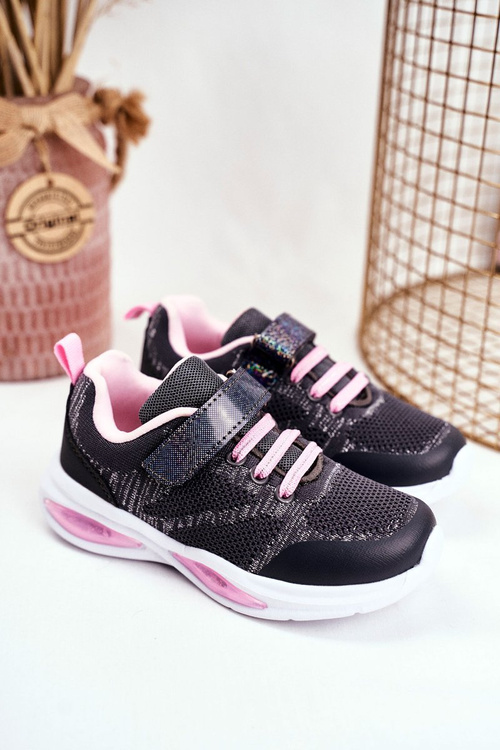 Sportowe Buty Dziecięce Świecące Na Rzepy Szare Simple Way