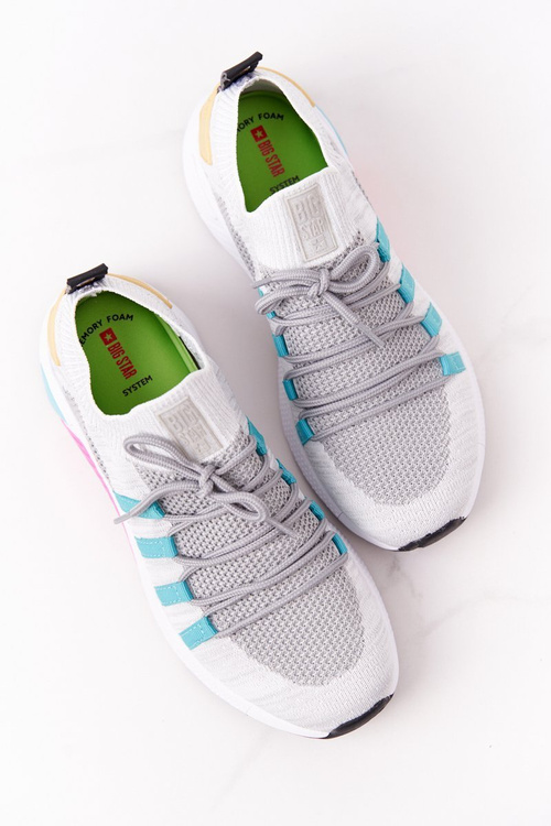 Damskie Sportowe Buty Memory Foam Big Star HH274531 Biało-Szare