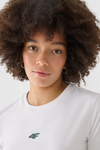 Damski Bawełniany T-shirt Slim Cropped 4F 4FWAW24TTSHF1701-10S Biały