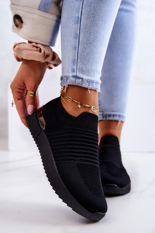 Sportowe Buty Materiałowe Czarne Lorento