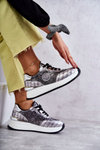 Damskie Buty Sportowe Na Koturnie GOE KK2N4083 Srebrne