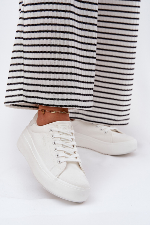 Materiałowe Trampki Damskie Na Platformie Big Star RR274463 Białe