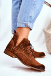 Botki Damskie Skórzane Camel Low Meridan