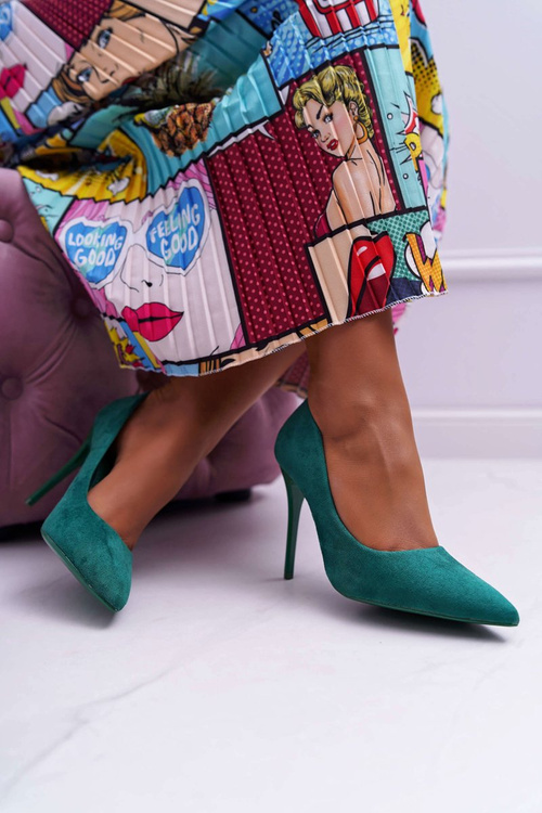 Szpilki Damskie Zamszowe Zielone Yanna