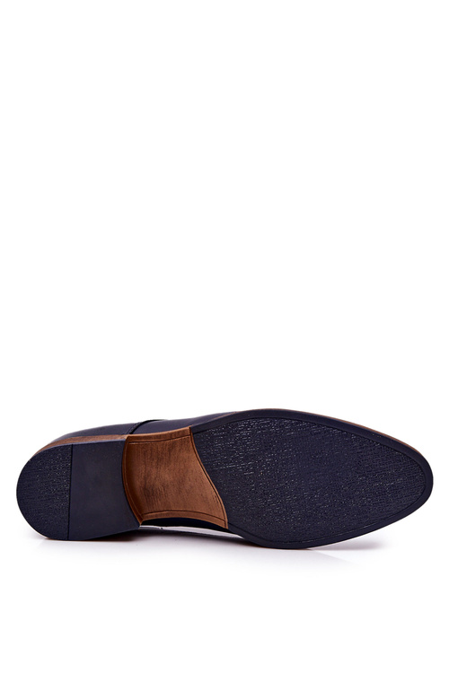 Eleganckie Skórzane Półbuty Bednarek 684 Granatowe