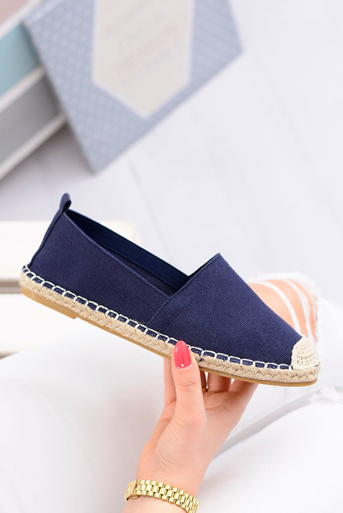 Lniane Damskie Granatowe Espadryle Slip On Nelly