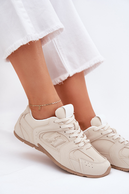 Buty Sportowe Damskie Z Eko Zamszu Beżowe Dorella