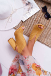 Damskie Sandały Na Słupku Peep Toe Żółte Nevienna