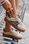 Sztruksowe Sneakersy Damskie Na Platformie Beżowe Corynelle