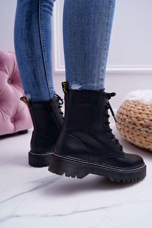 Damskie Botki Glany Workery Czarne Barski 56-5