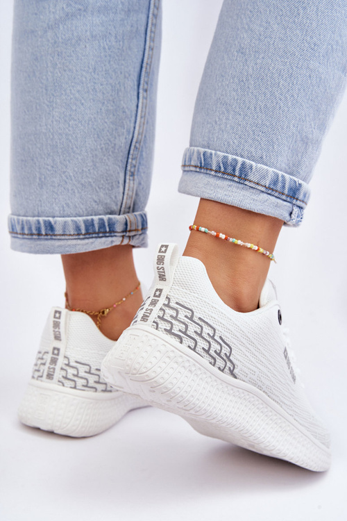 Damskie Siateczkowe Buty Sportowe Memory Foam System Big Star LL274664 Białe