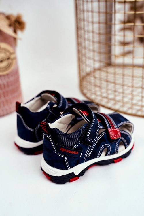 Sandały Dziecięce na Rzepy Granatowe Goreno