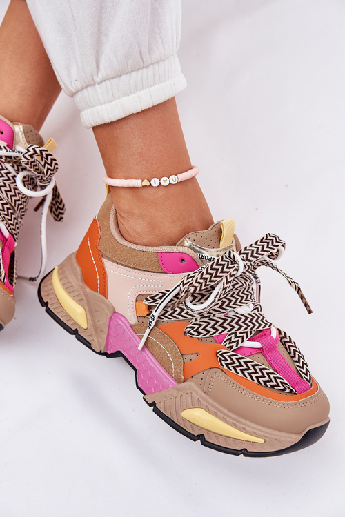 Sneakersy Buty Sportowe Damskie Z Podwójnym Sznurowaniem Khaki Efobell