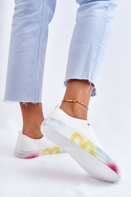 Damskie Trampki Z Kolorową Platformą Big Star LL274237 Białe