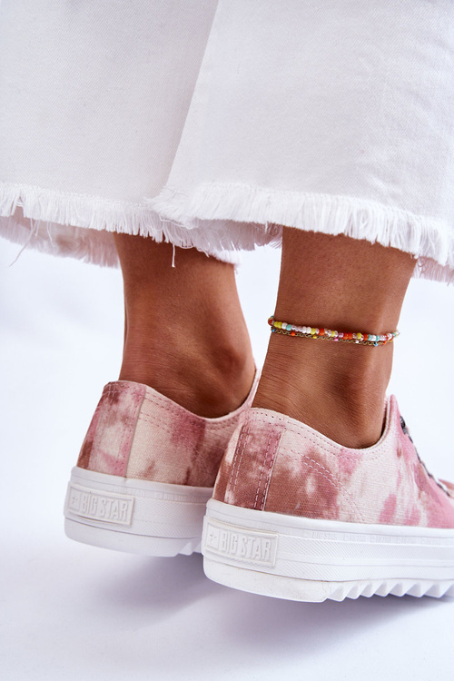 Modne Niskie Trampki Big Star LL274044 Różowo-Beżowe