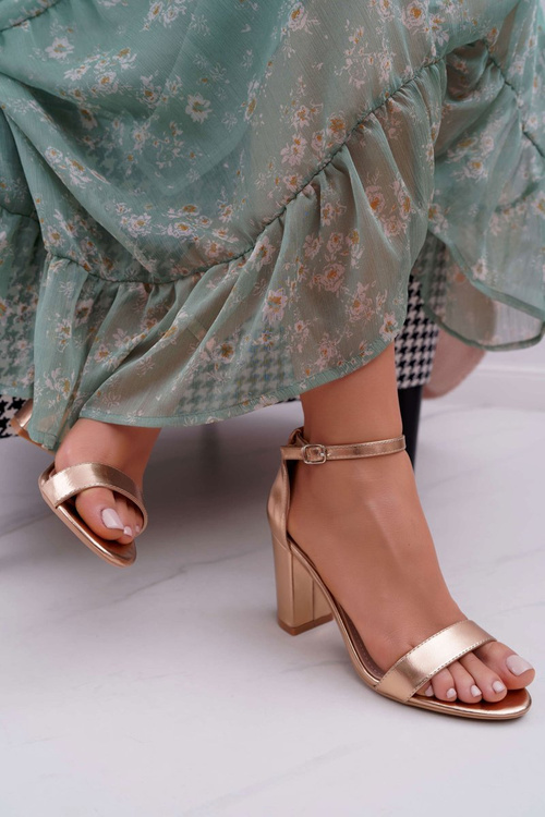 Sandały Damskie Na Słupku Klasyczne Champagne Fiji